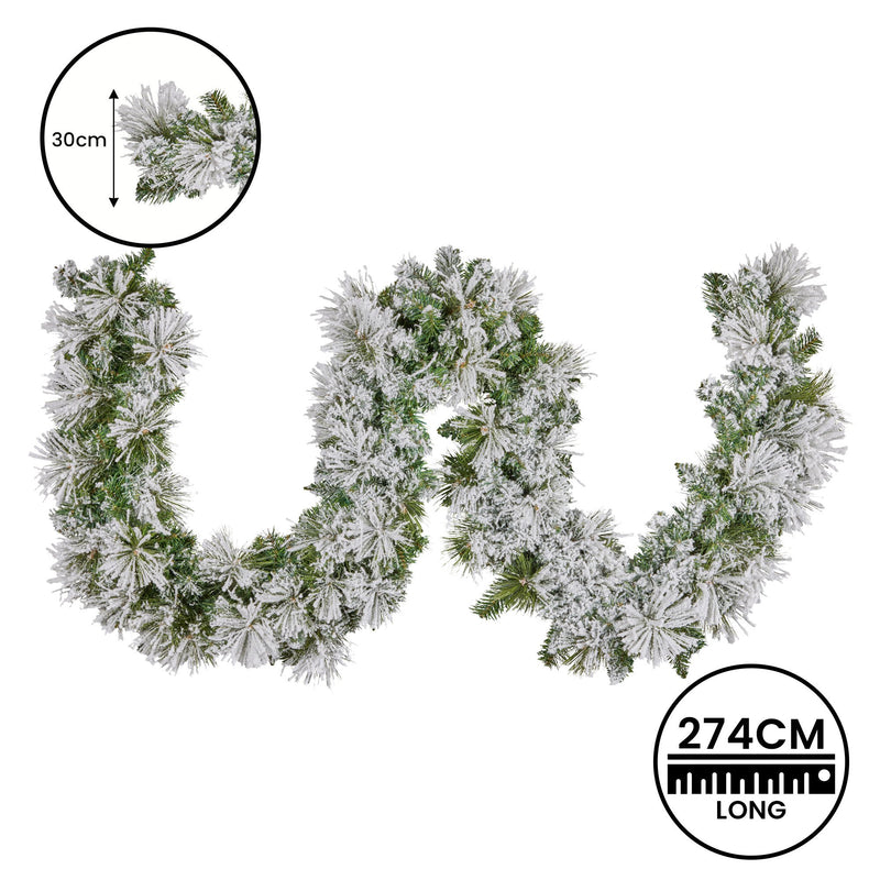 Christabelle 274cm Majestic Snow Pre-Lit Christmas Garland