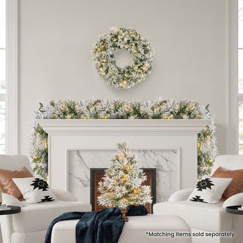 Christabelle 274cm Majestic Snow Pre-Lit Christmas Garland