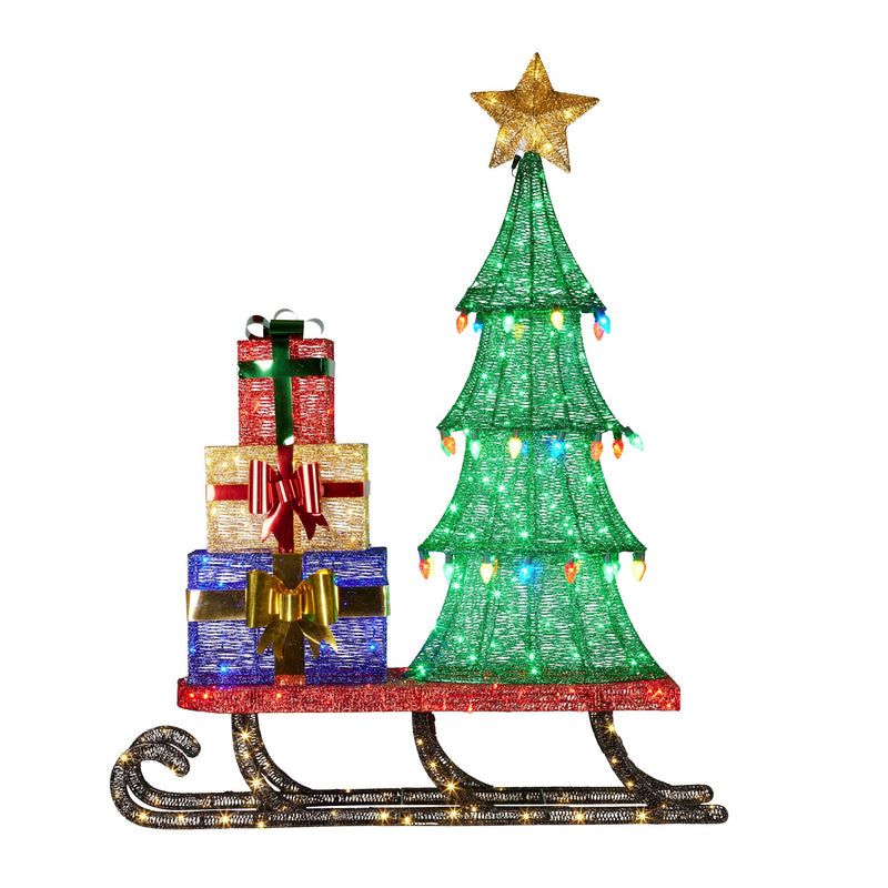 Christa belle Christmas Display Sled 183cm With Tree And Presents Led Lights & C9 Bulbs
