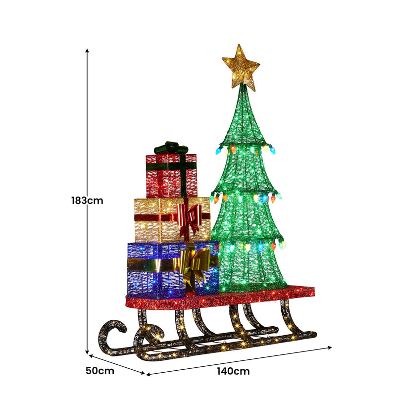 Christa belle Christmas Display Sled 183cm With Tree And Presents Led Lights & C9 Bulbs