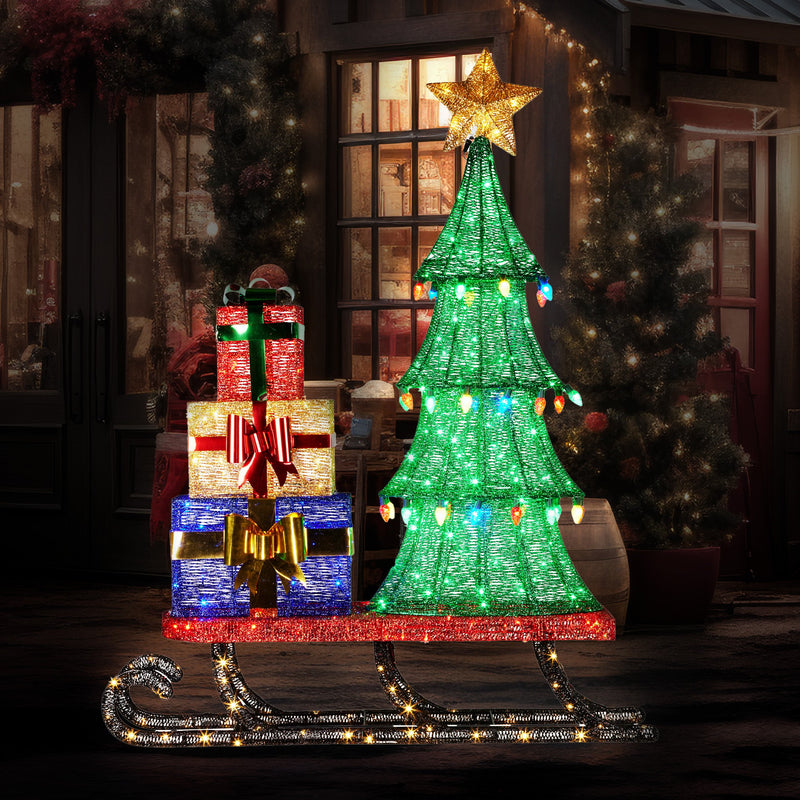 Christa belle Christmas Display Sled 183cm With Tree And Presents Led Lights & C9 Bulbs