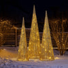Set of 3 Pre-Lit Gold Cone Christmas Trees with Warm White LED Lights