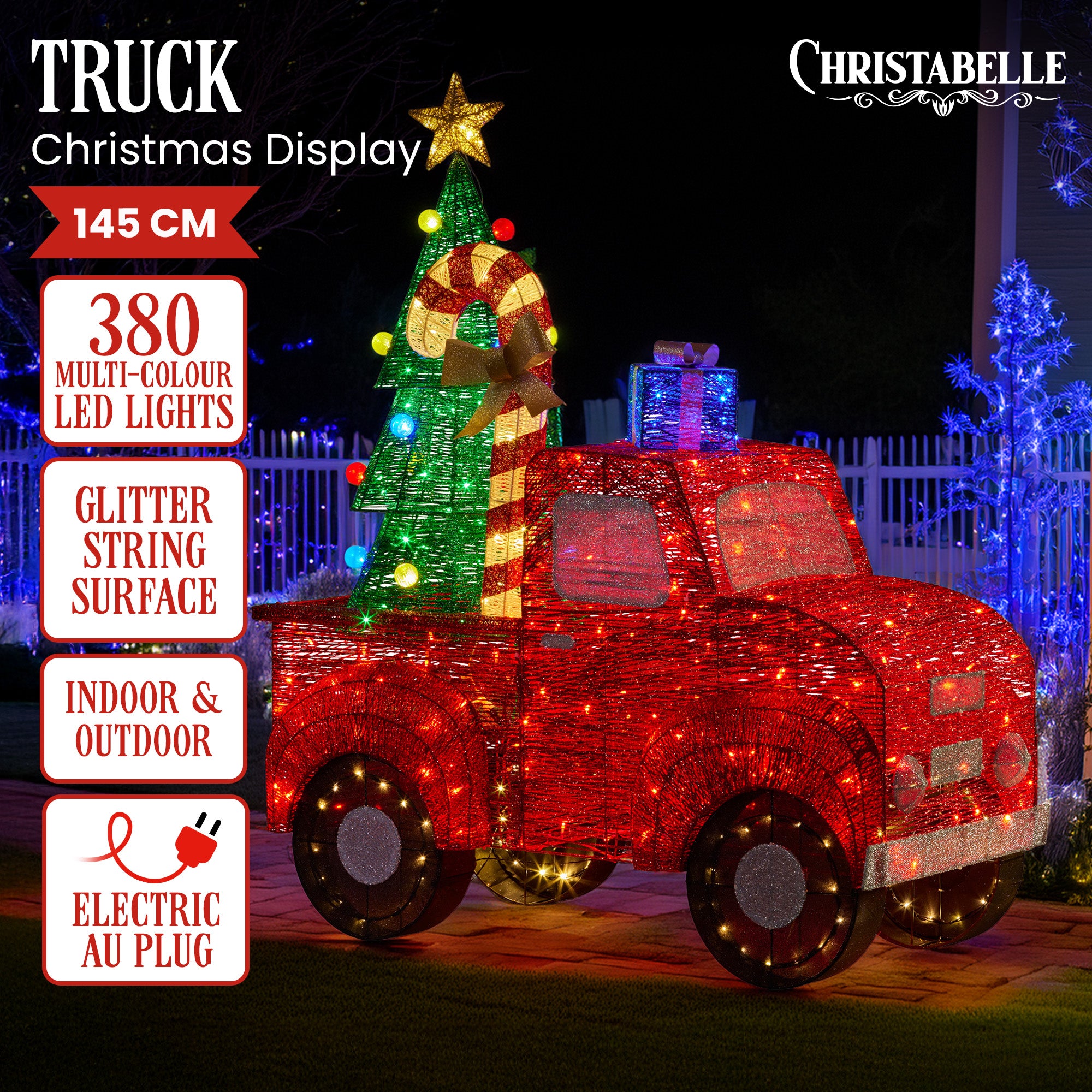 145cm Sparkling Christmas Truck Display with LED Lights