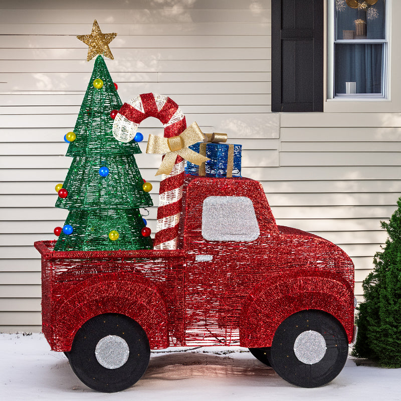 145cm Sparkling Christmas Truck Display with LED Lights
