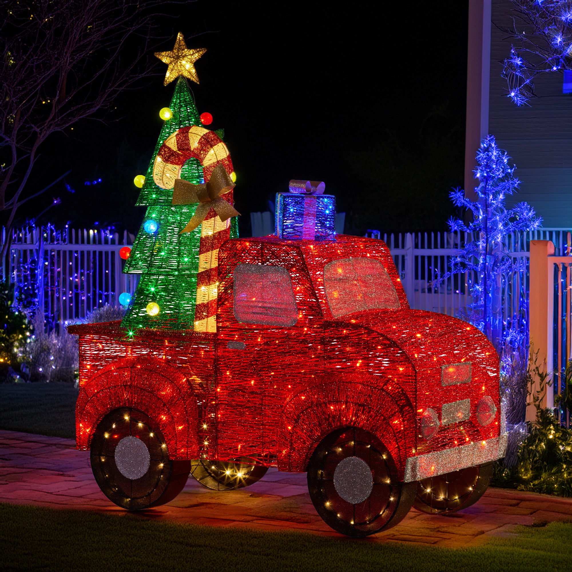 145cm Sparkling Christmas Truck Display with LED Lights