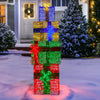 190cm 4-Piece Christmas Gift Stack with LED Lights & Bows
