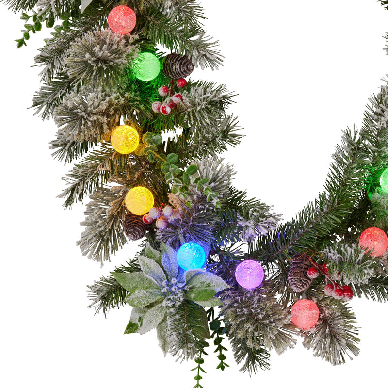 Swishmas 274cm Snowy Pine Garland – Pre-Lit Multicolour
