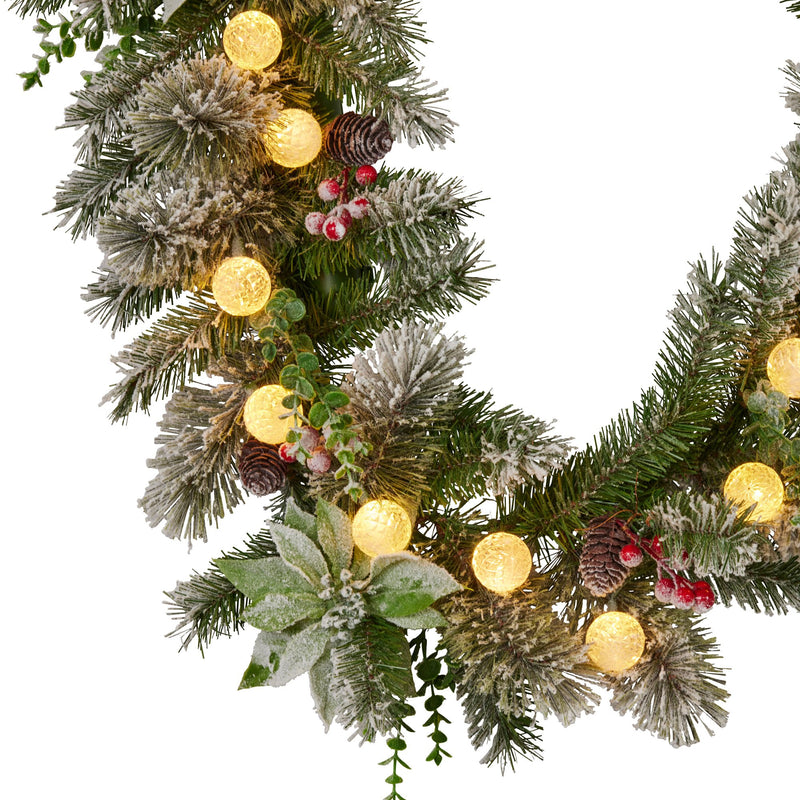 Swishmas 274cm Snowy Pine Garland – Pre-Lit Multicolour