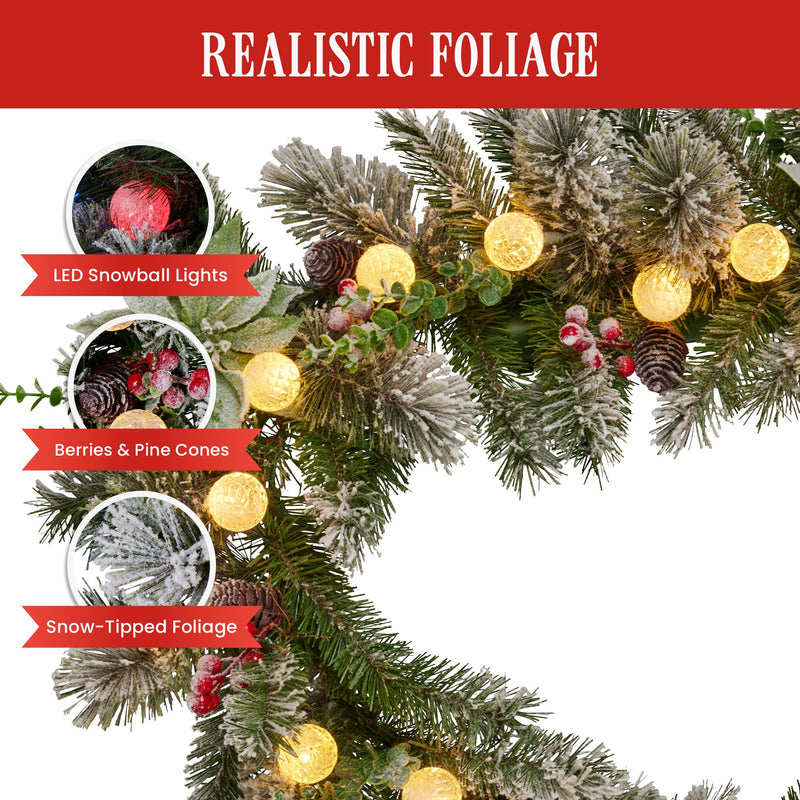 Swishmas 274cm Snowy Pine Garland – Pre-Lit Multicolour