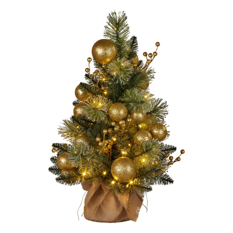 61cm Light-Up Christmas Tree – Gold LEDs, Battery Operated