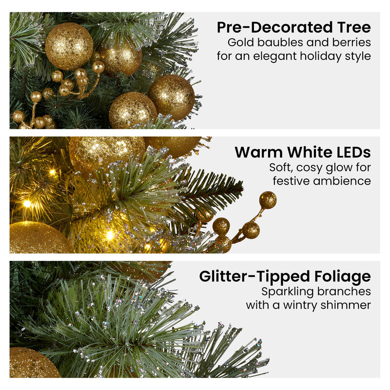 61cm Light-Up Christmas Tree – Gold LEDs, Battery Operated