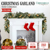 274cm Pre-Lit Christmas Garland w/ Gold Baubles & LED Lights