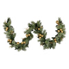274cm Pre-Lit Christmas Garland w/ Gold Baubles & LED Lights