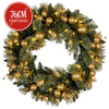 76cm Christmas Wreath with Battery-Operated Warm White Lights