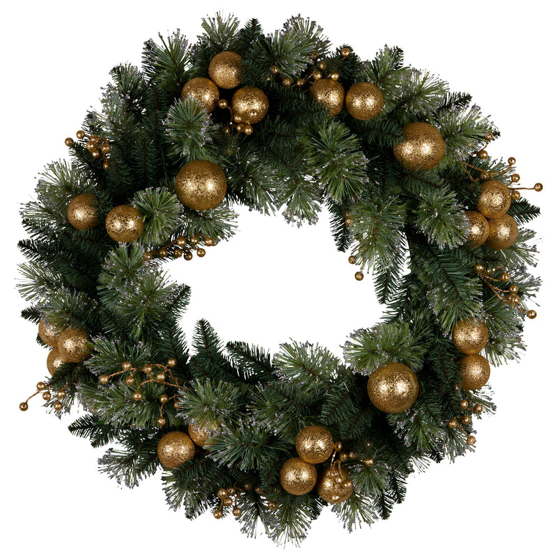 76cm Christmas Wreath with Battery-Operated Warm White Lights