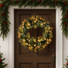 76cm Christmas Wreath with Battery-Operated Warm White Lights