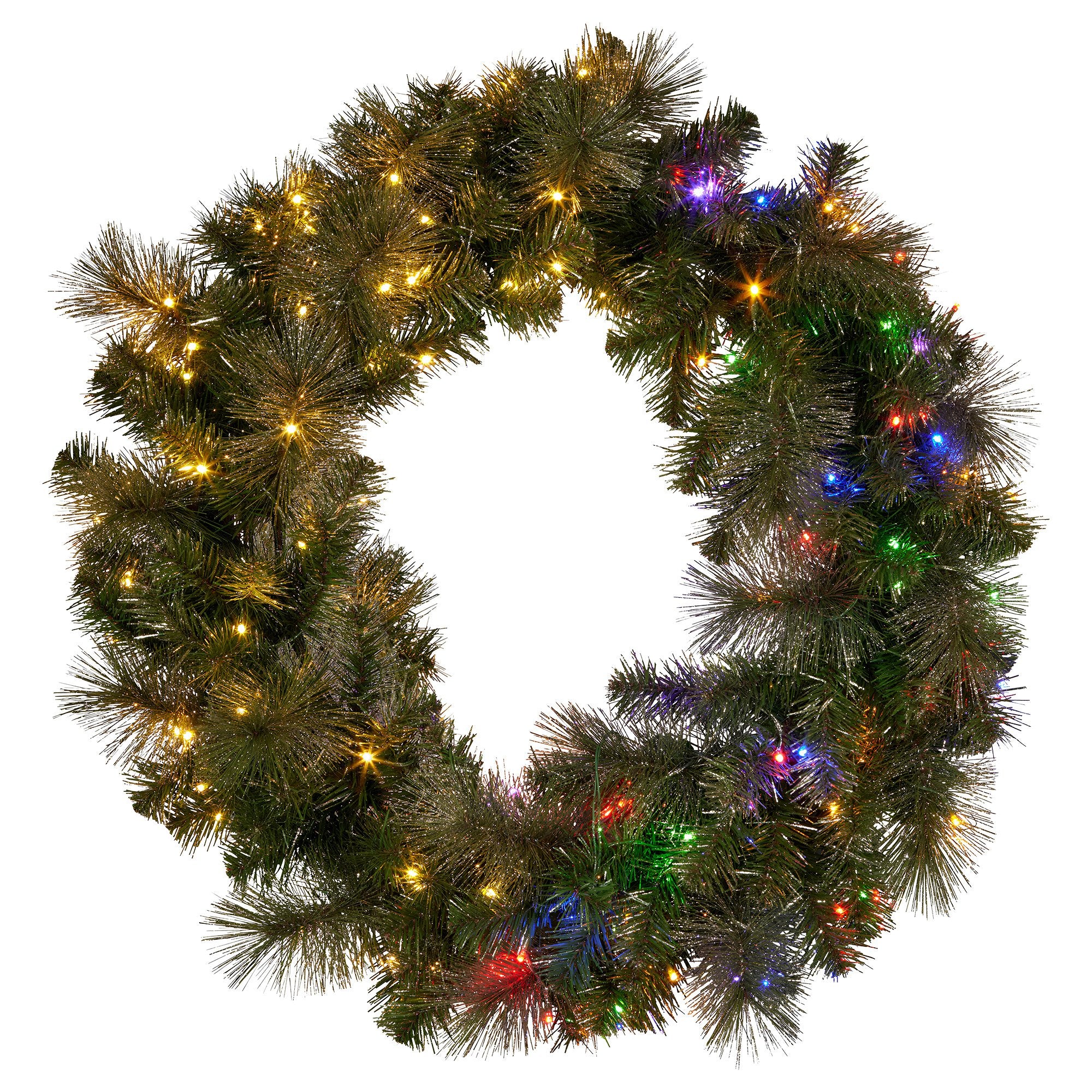 122cm Battery-Operated Split Christmas Wreath – Glittery Gold Pine