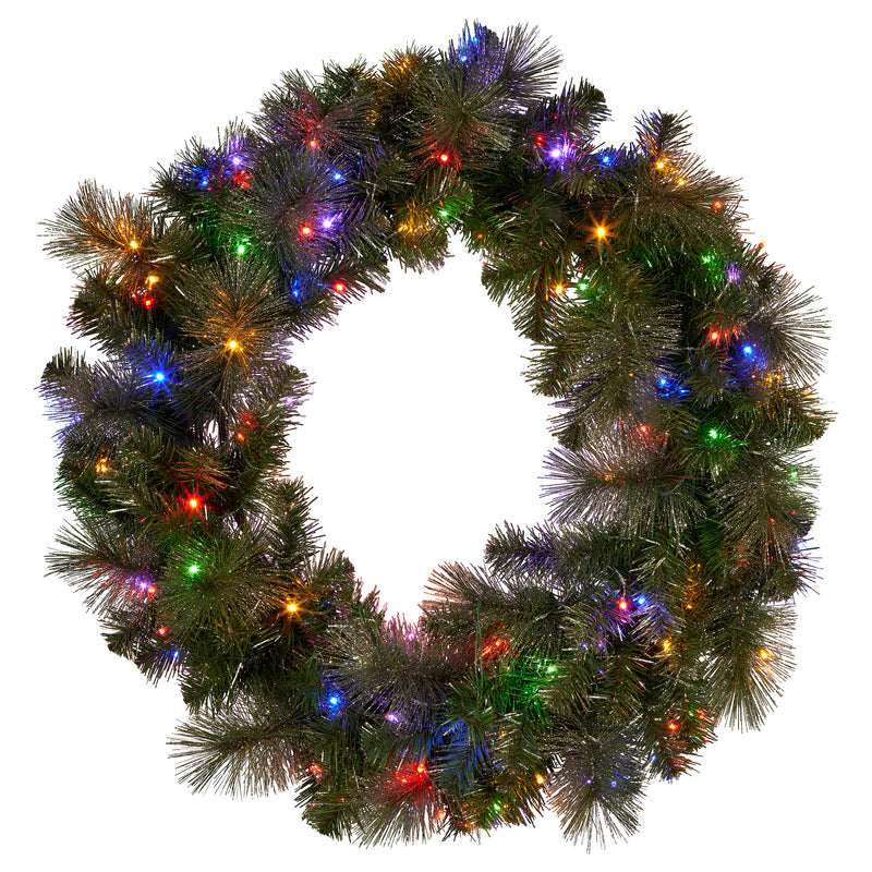 122cm Battery-Operated Split Christmas Wreath – Glittery Gold Pine