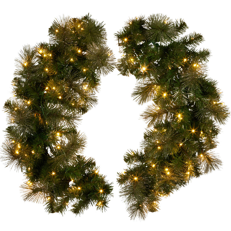 122cm Battery-Operated Split Christmas Wreath – Glittery Gold Pine