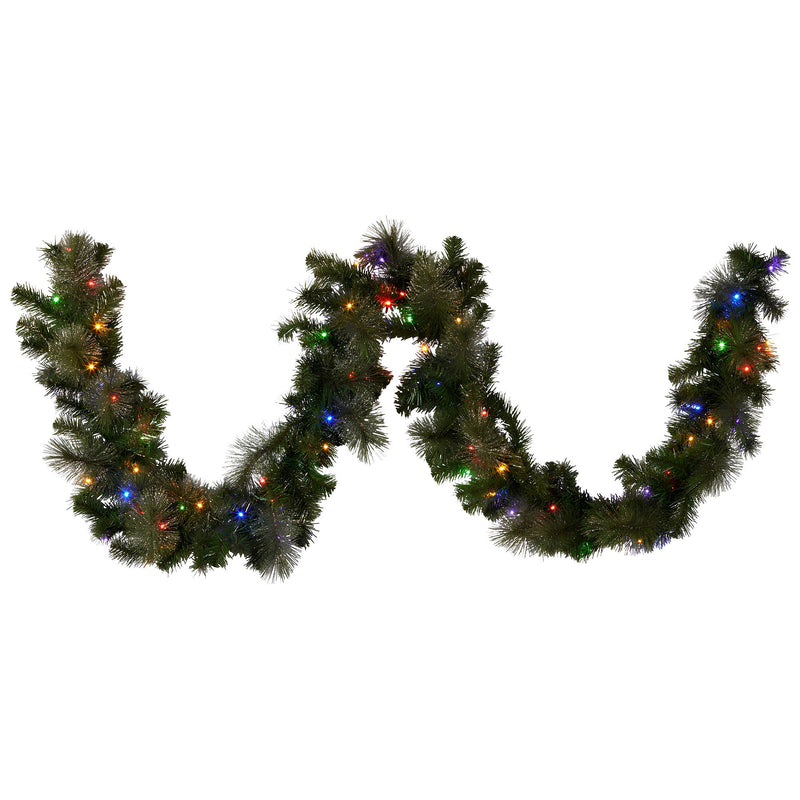 274cm Battery-Operated Christmas Garland – Glittery Gold Pine