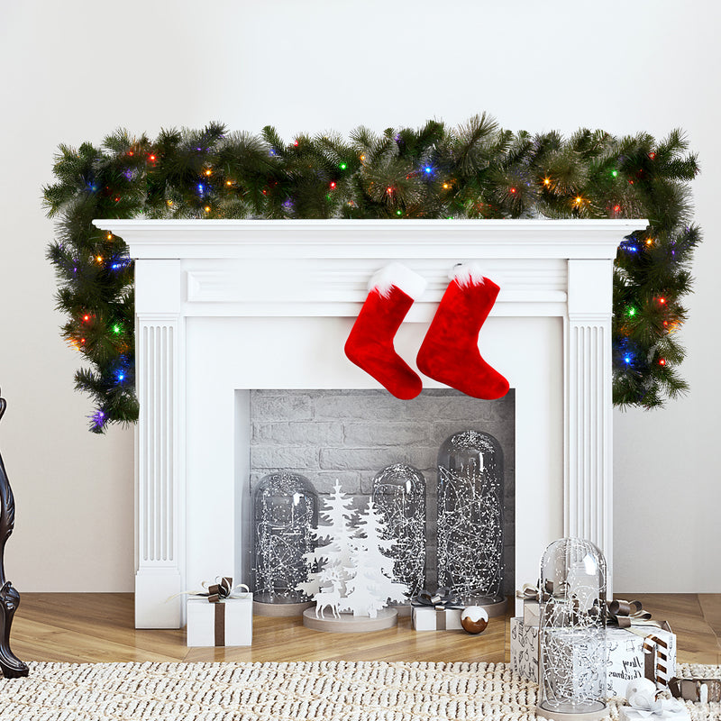 274cm Battery-Operated Christmas Garland – Glittery Gold Pine