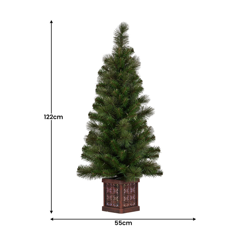 Christabelle 4ft Glittery Gold Pine Christmas Tree with LED Lights