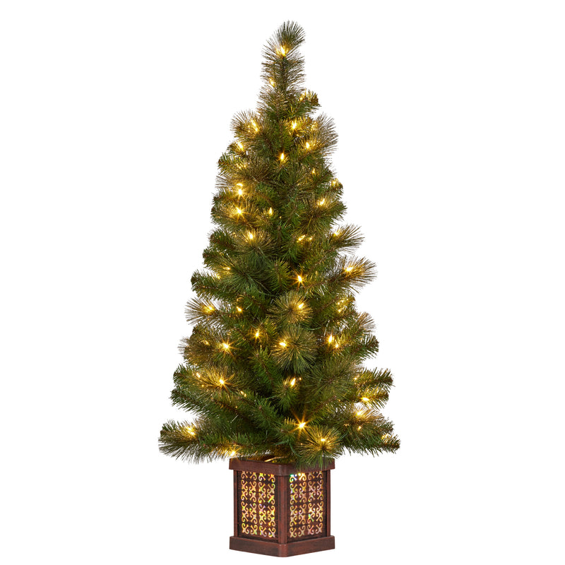 Christabelle 4ft Glittery Gold Pine Christmas Tree with LED Lights
