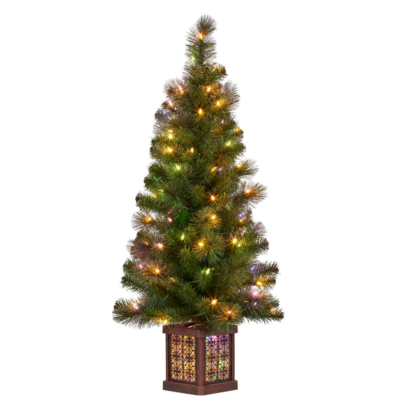 Christabelle 4ft Glittery Gold Pine Christmas Tree with LED Lights