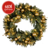 61cm Battery-Operated Christmas Wreath – Glittery Gold Pine