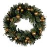 61cm Battery-Operated Christmas Wreath – Glittery Gold Pine