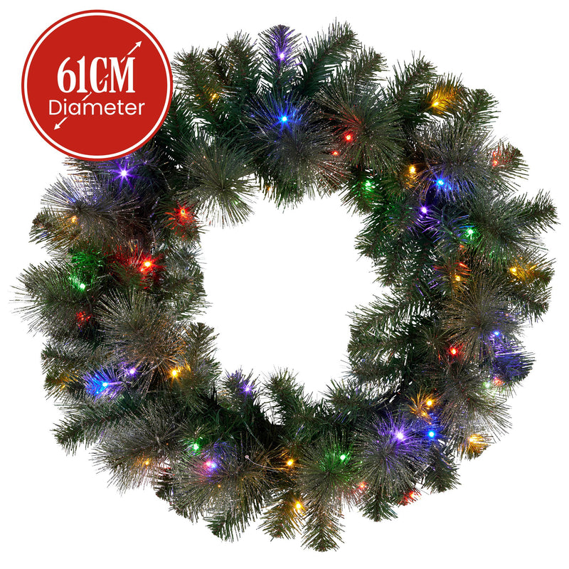 Christabelle 61cm Pre-Lit Gold Christmas Wreath with LED Lights