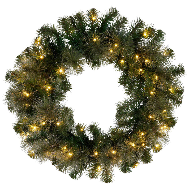 Christabelle 61cm Pre-Lit Gold Christmas Wreath with LED Lights