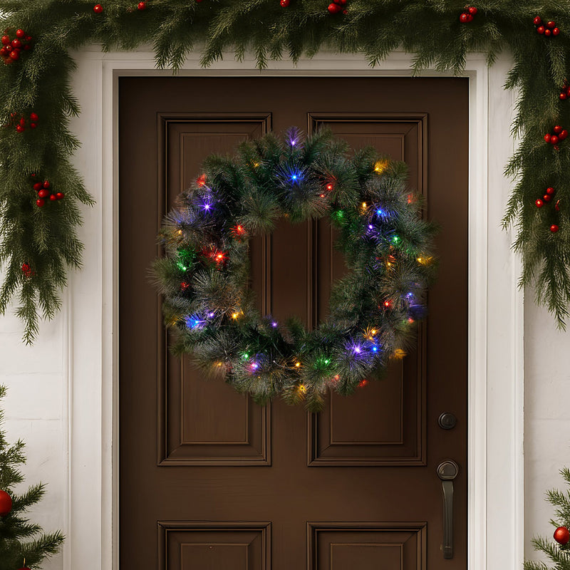 Christabelle 61cm Pre-Lit Gold Christmas Wreath with LED Lights