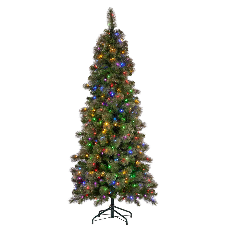 Christabelle 7.5FT Slim Pre-Lit Glitter Gold Christmas Tree LED Lights
