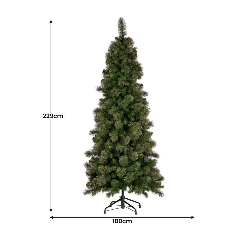 Christabelle 7.5 ft Slim Glittery Gold Pine LED Tree