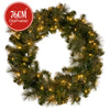 76cm Battery-Operated Glittery Gold Pine Christmas Wreath