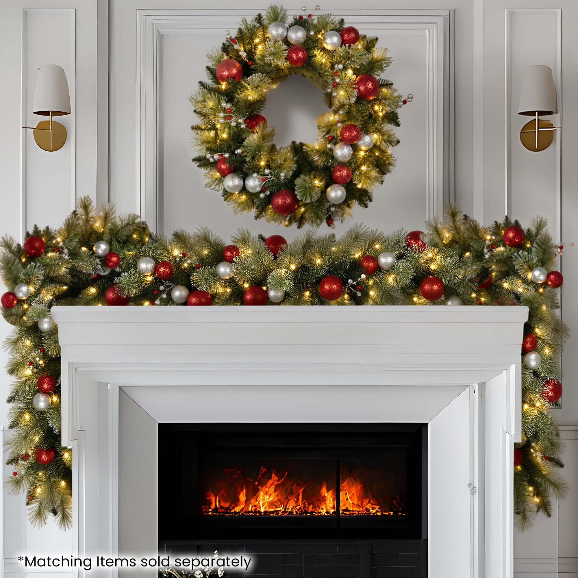 274cm Battery-Operated Christmas Garland with Jingle Bells