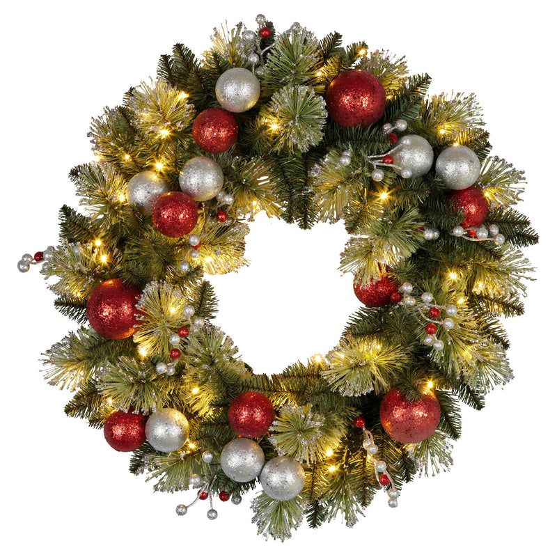 61cm Pre-Lit Christmas Wreath