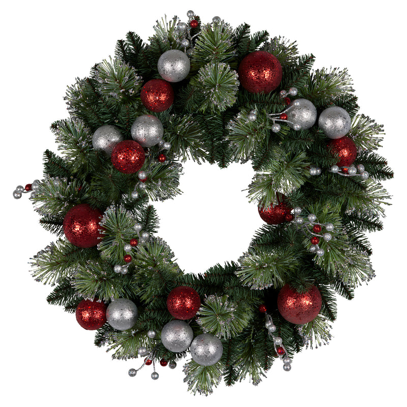 61cm Pre-Lit Christmas Wreath