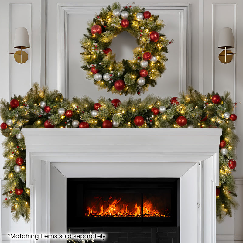 61cm Pre-Lit Christmas Wreath