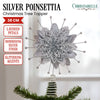 Silver Poinsettia Christmas Tree Topper Décor