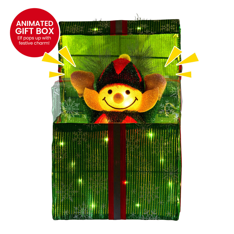 Animated Elf Gift Box Led