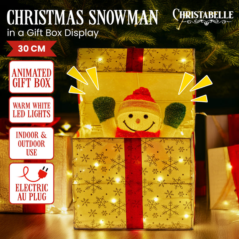 Animated Snowman Gift Box Led Christmas