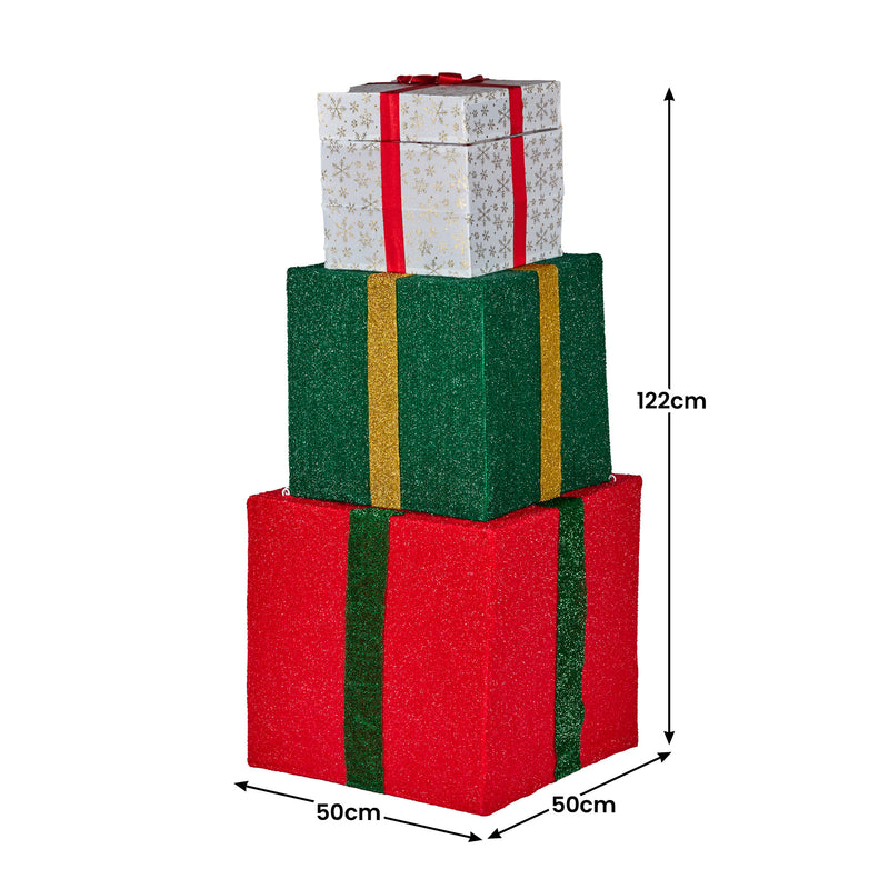 122cm Animated Santa Present Stack with LED Lights