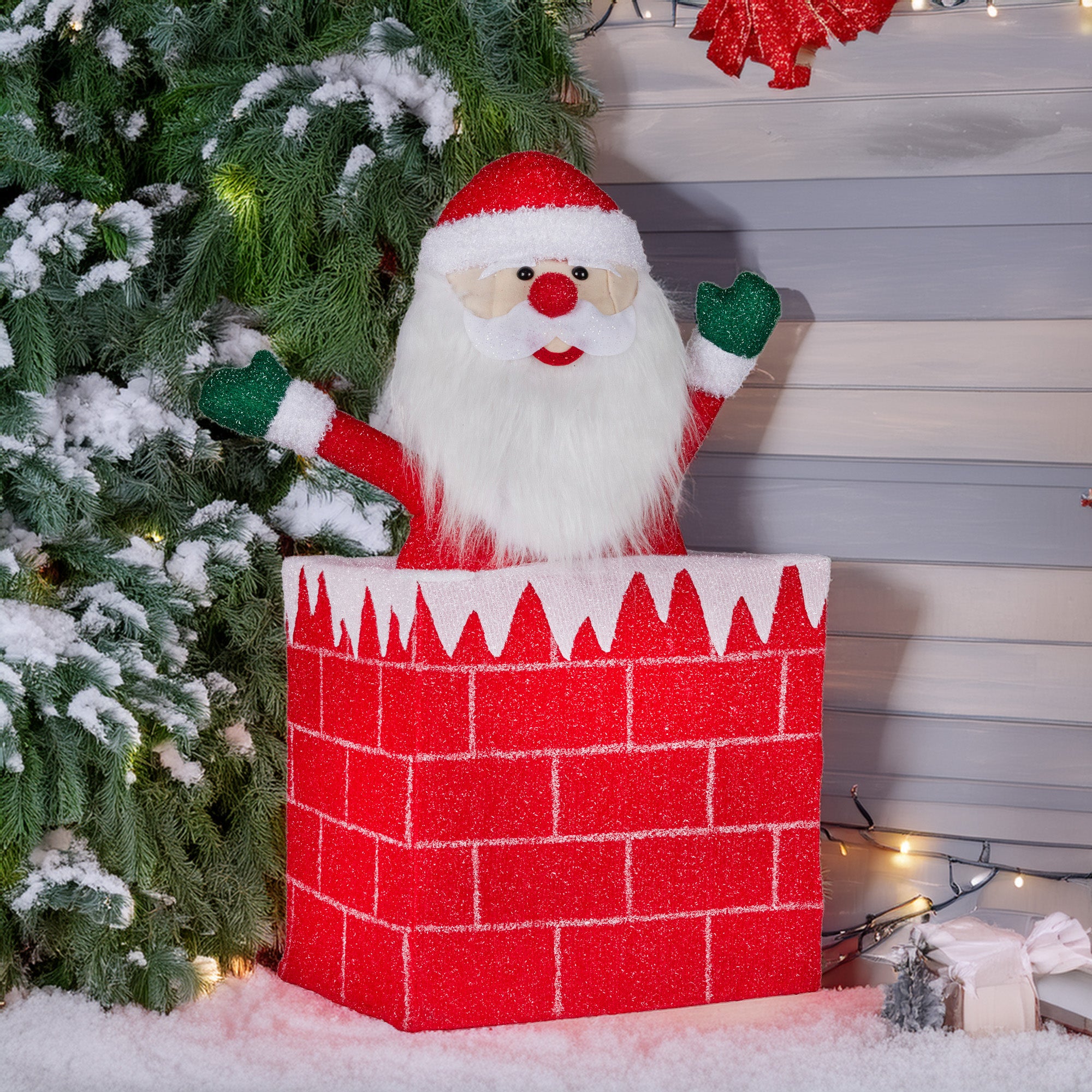 76cm Animated Santa in Chimney with LED Lights