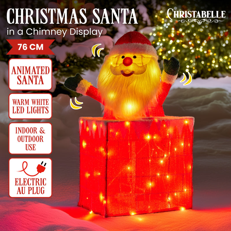 76cm Animated Santa in Chimney with LED Lights