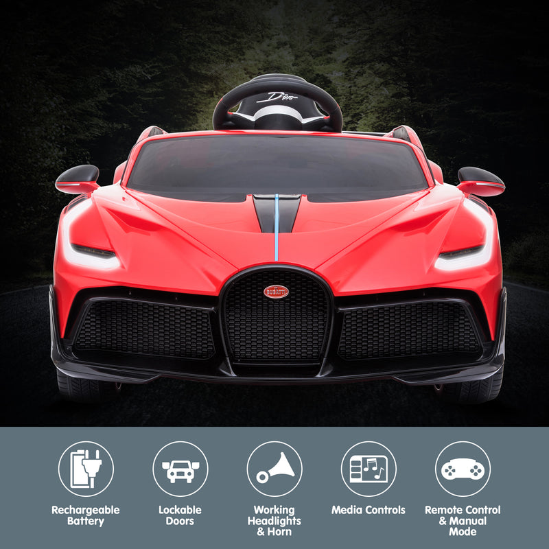 Kahuna Kids Electric Ride-On Car – Bugatti Divo Licensed (Red)