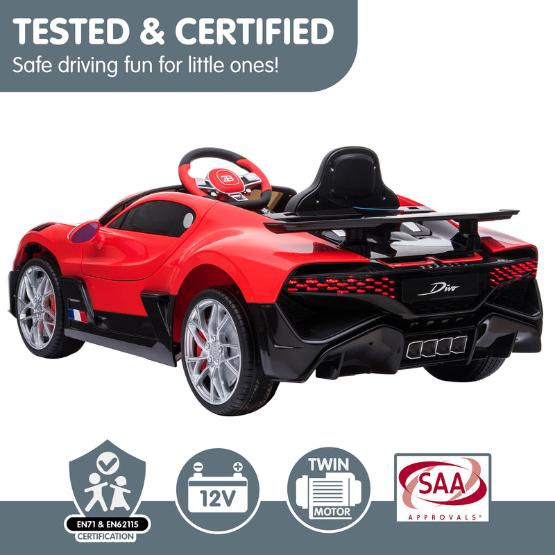 Kahuna Kids Electric Ride-On Car – Bugatti Divo Licensed (Red)