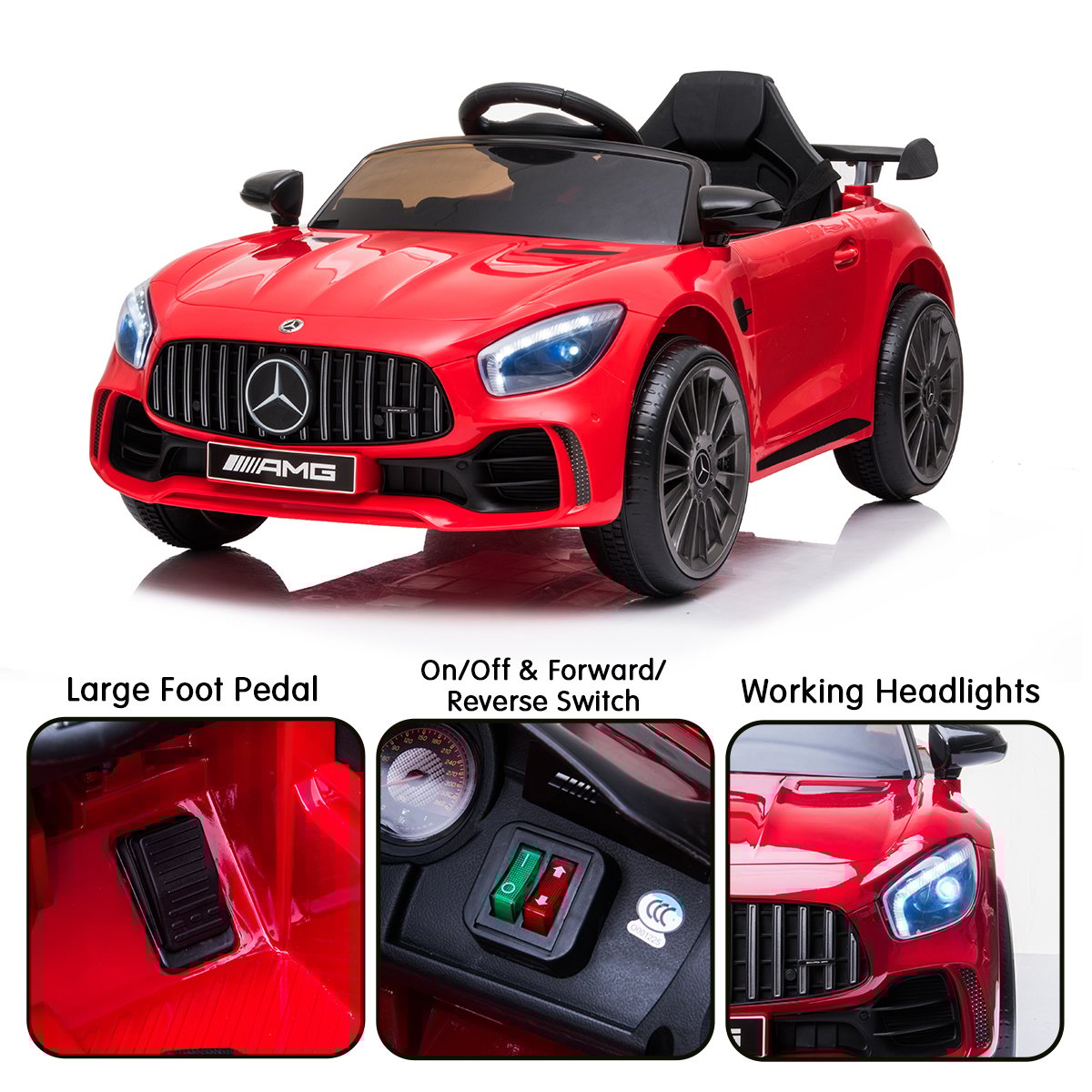 Kahuna Kids Electric Ride-On Car – Mercedes-Benz Licensed, Remote Control (Red)