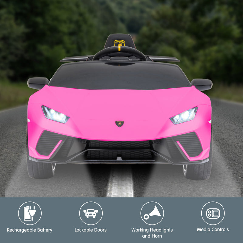 Kahuna Kids Electric Ride-On Car – Lamborghini Licensed, Remote Control (Pink)